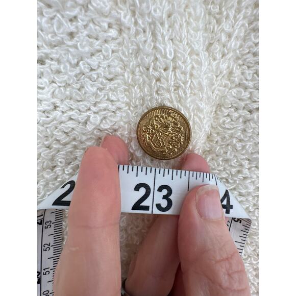 90s Vintage Cardigan Sweater Womens Large Cream Gold Button Knit Cozy Minimalist - Picture 6 of 6